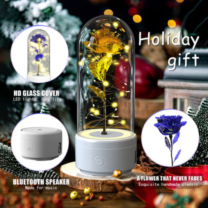 Preserved Rose LED Light and Bluetooth Speaker in Glass Dome (photo 4)