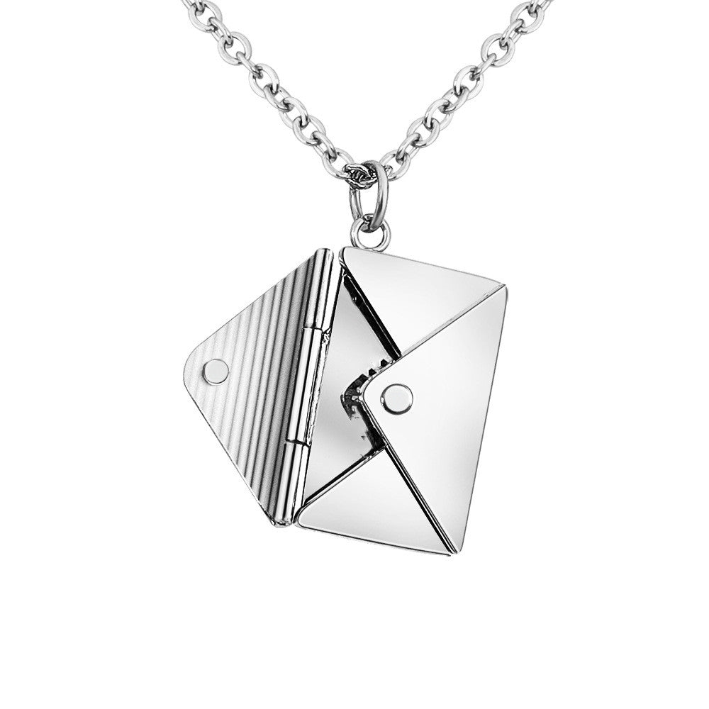 Envelope Pendant Necklace, Titanium Steel (photo 7)