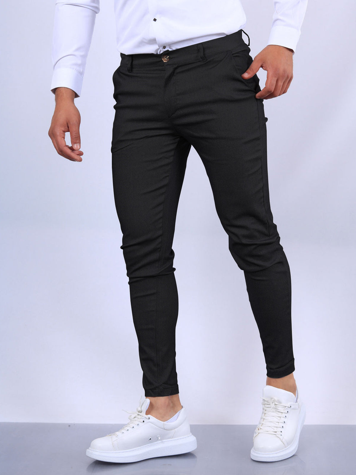 Men's Slim Button Pencil Trousers (photo 22)