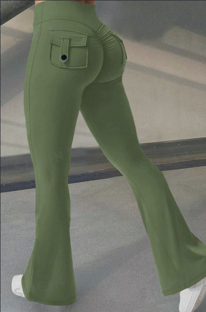 Women's High-Waist Flared Yoga Pants with Pockets (photo 7)