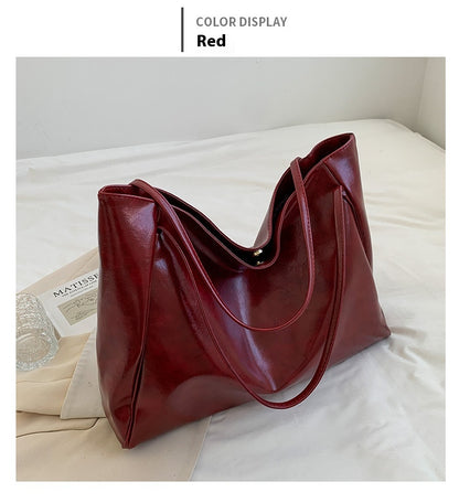 Women's Vintage PU Leather Tote Shoulder Bag (photo 16)