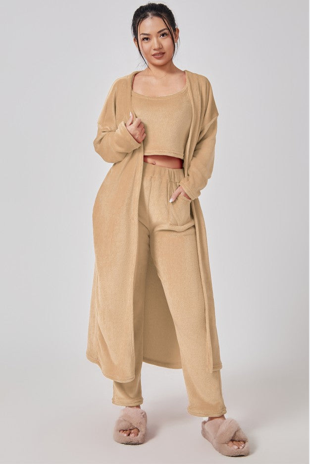 Women's 3-Piece Knit Lounge Set: Crop Top, Wide-Leg Pants and Cardigan (photo 16)