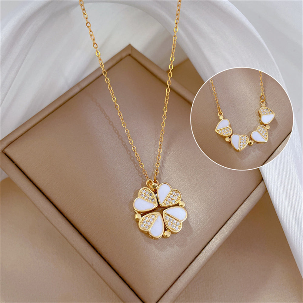 Four-Leaf Clover Heart Pendant Necklace