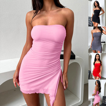 Women's Strapless Split Mini Dress