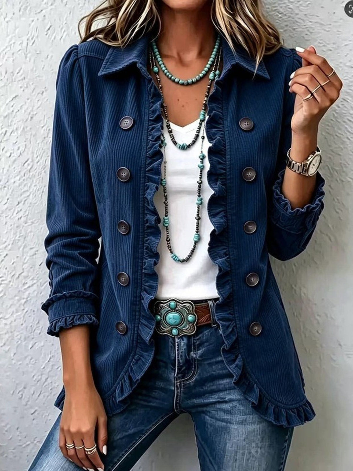 Women's Ruffled Button-Front Knit Cardigan (photo 20)
