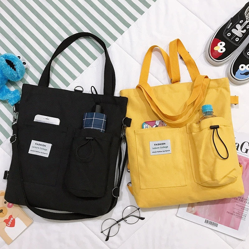 Canvas Backpack Tote with Pockets (photo 6)