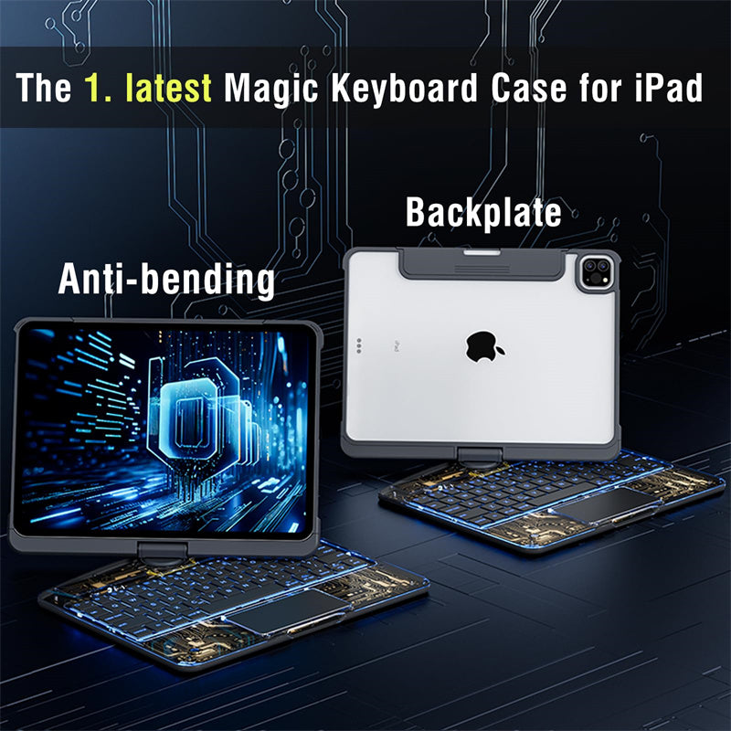 360° Rotating Clear Keyboard Case for iPad with Trackpad (photo 24)