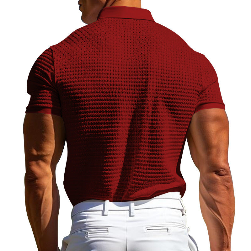 Men's Waffle Short-Sleeve Polo Shirt (photo 4)