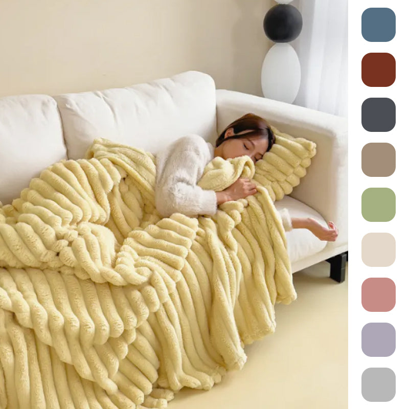 Double-Sided Bubble Velvet Faux Fur Blanket