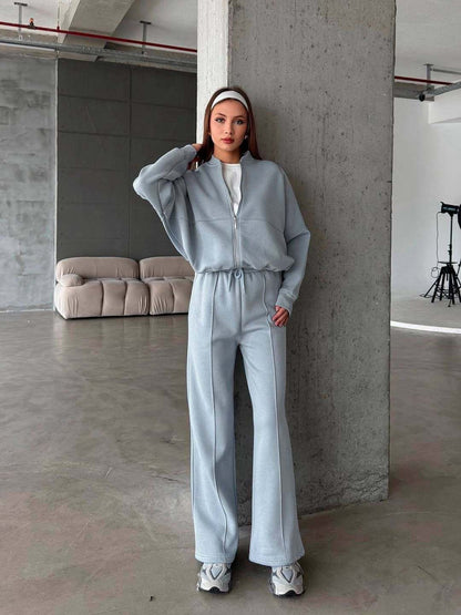 Women's Zip Jacket and Wide-Leg Pants Sports Set (photo 15)