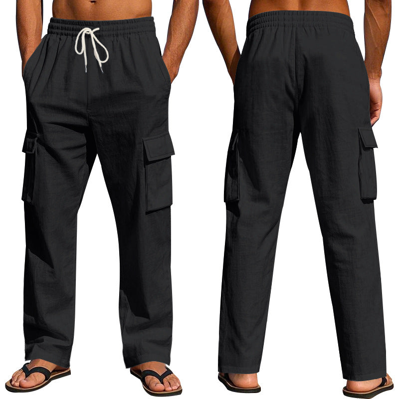 Men's Multi-Pocket Linen Cargo Pants (photo 5)
