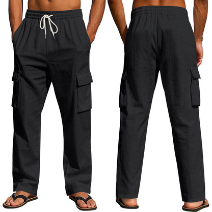 Men's Multi-Pocket Linen Cargo Pants (photo 5)