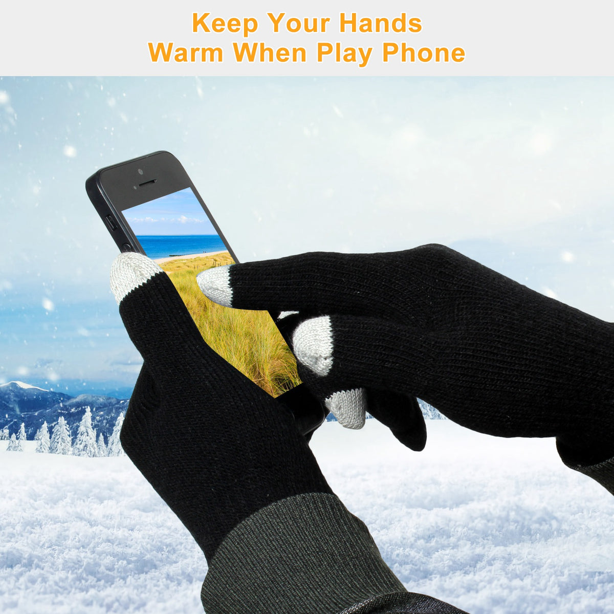Unisex Touchscreen Knit Gloves (photo 3)