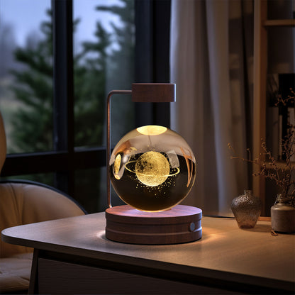 3D Engraved Crystal Ball Night Light with Wooden Base, USB (photo 108)