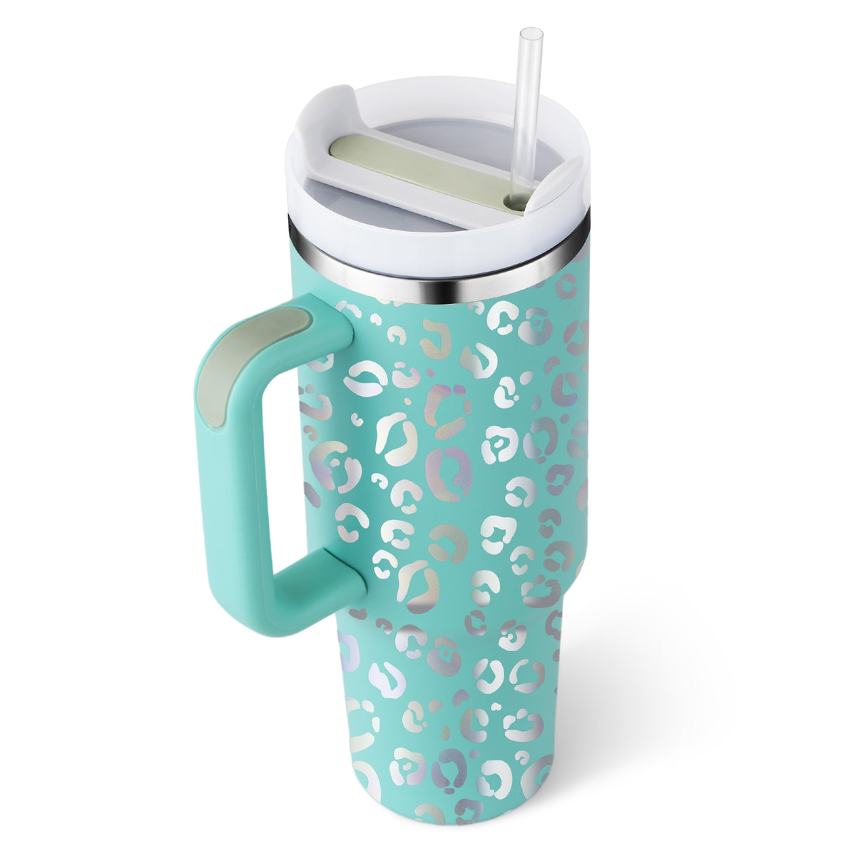 40 oz Insulated Stainless Steel Tumbler with Handle, Lid and Straw (photo 53)