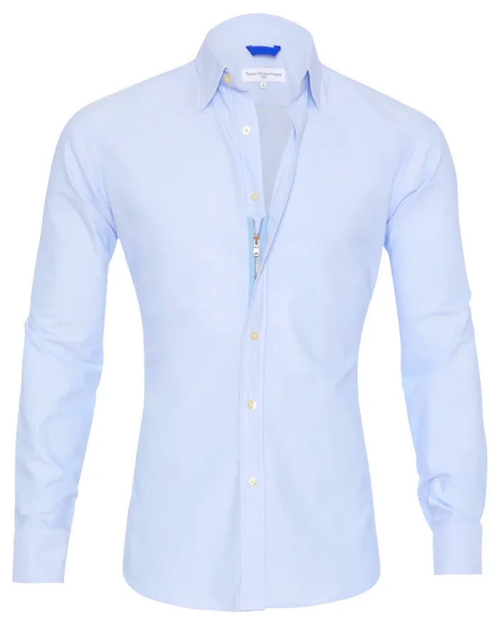 Men's Lapel Zip-Front Long-Sleeve Shirt (photo 11)