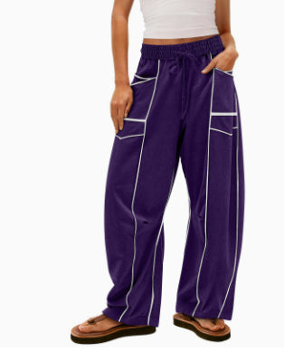 Women's Striped Wide-Leg Drawstring Sweatpants (photo 15)