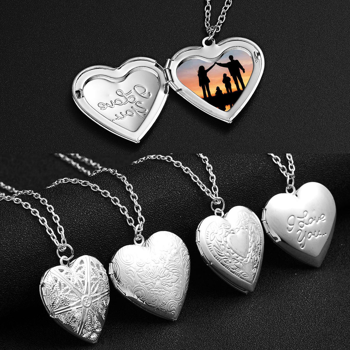 Heart Photo Locket Pendant Necklace