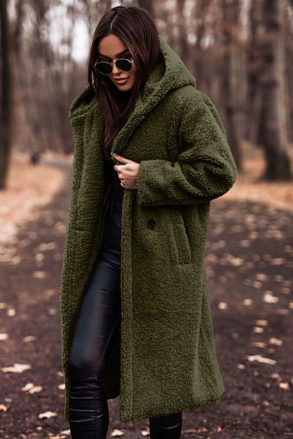 Women's Long Hooded Faux Fleece Teddy Coat (photo 12)