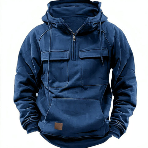 Men's Zip-Up Hoodie with Drawstring and Pockets (photo 8)