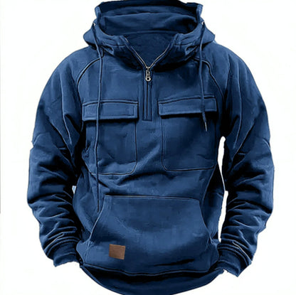 Men's Zip-Up Hoodie with Drawstring and Pockets (photo 8)