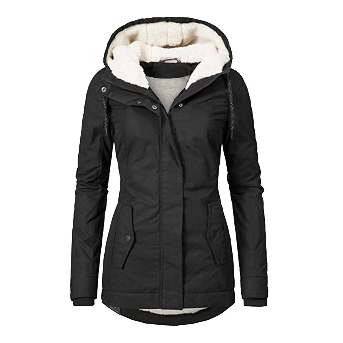 Women's Hooded Fleece Zip Jacket with Buckle (photo 4)