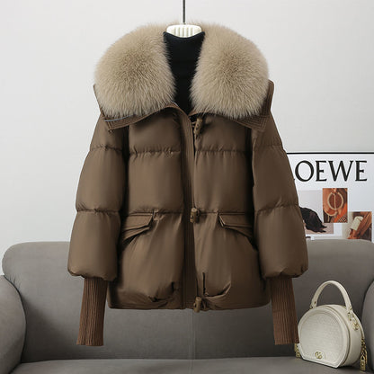Women's Short Padded Jacket with Faux Fur Collar (photo 9)