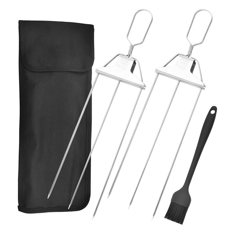 3-Prong Stainless Steel BBQ Skewer Forks (photo 11)