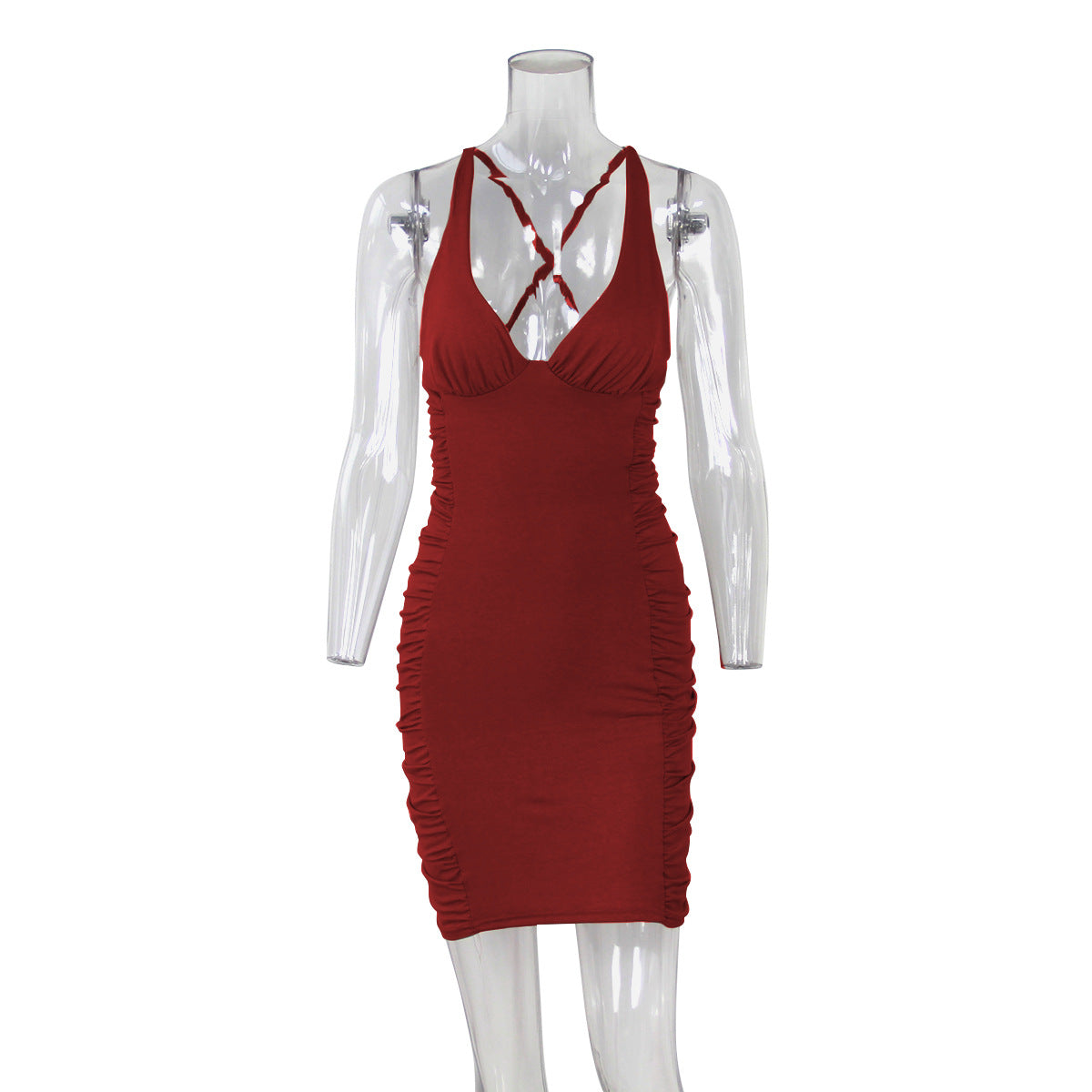 Women's Deep V-Neck Backless Strappy Mini Dress (photo 11)