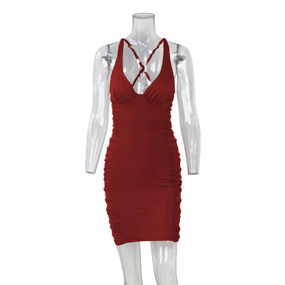 Women's Deep V-Neck Backless Strappy Mini Dress (photo 11)