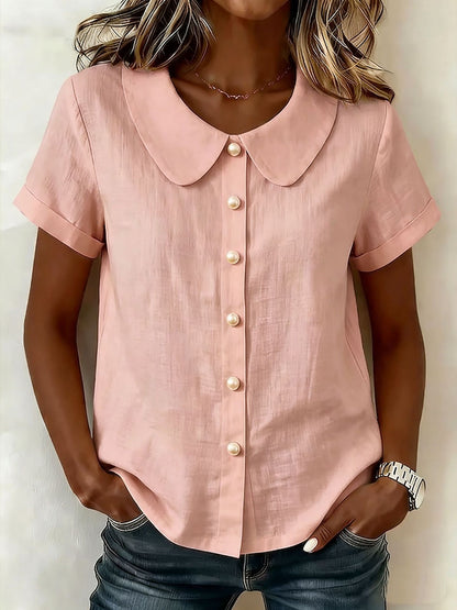 Women's Short-Sleeve Loose Casual Shirt (photo 10)
