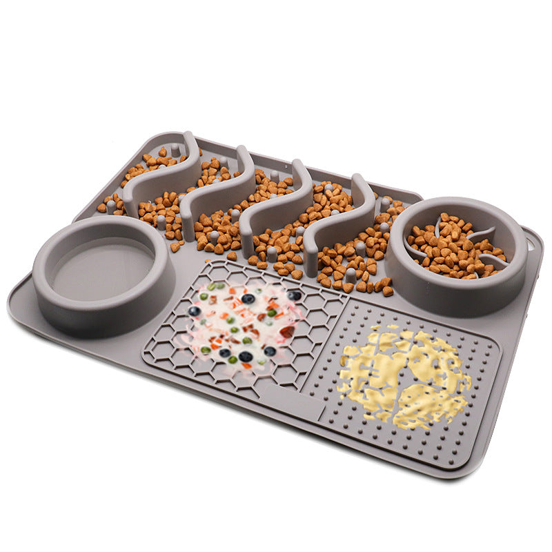 Silicone Lick Mat and Slow Feeder Bowl for Dogs, Small or Large – Large, Gray