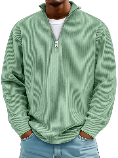 Men's Corduroy Zip Stand-Collar Pullover (photo 10)