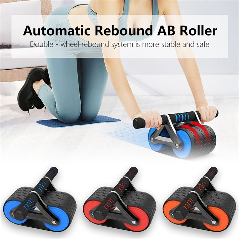 Automatic Rebound Double-Wheel Ab Roller with Knee Pad