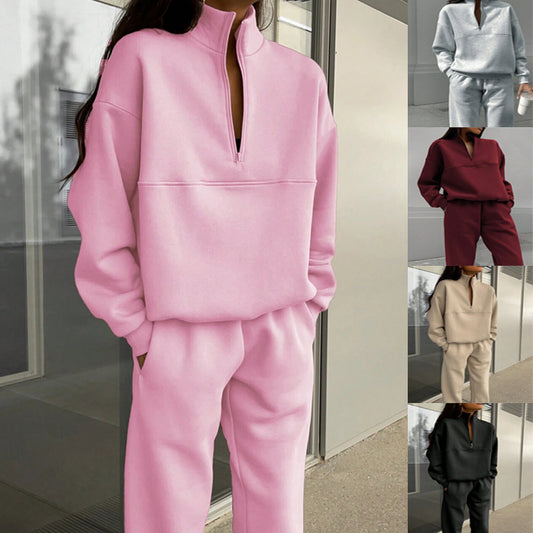 Women's Zip-Up Sweatshirt and Elastic-Waist Pants Set