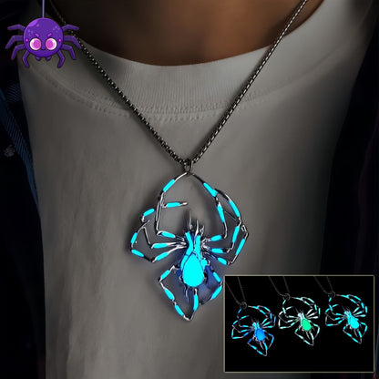 Glow-in-the-Dark Spider Pendant Necklace