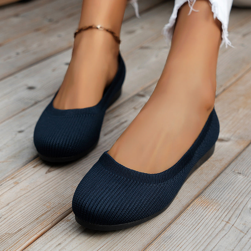 Women's Round-Toe Knit Mesh Slip-On Flats (photo 3)