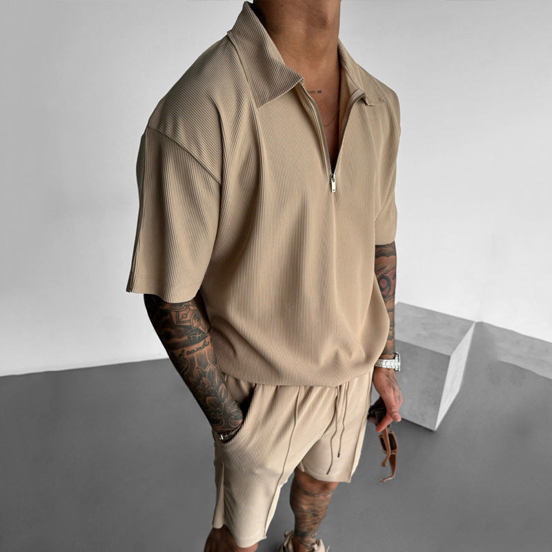 Men's Zip Polo and Drawstring Shorts Set (photo 4)