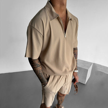 Men's Zip Polo and Drawstring Shorts Set (photo 4)