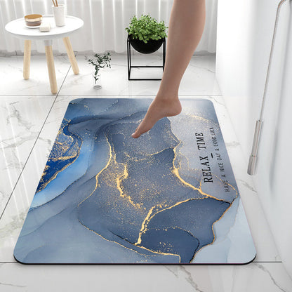 Quick-Dry Marble Print Bath Mat