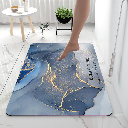 Quick-Dry Marble Print Bath Mat