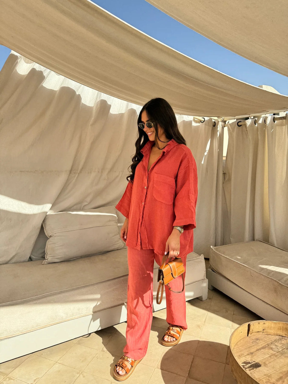 Women's Long-Sleeve Pocket Shirt and Wide-Leg Pants Set (photo 16)