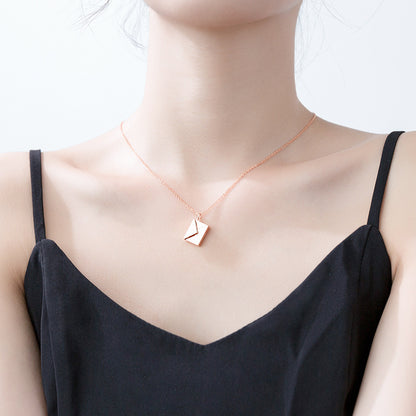 Envelope Pendant Necklace, Titanium Steel (photo 4)