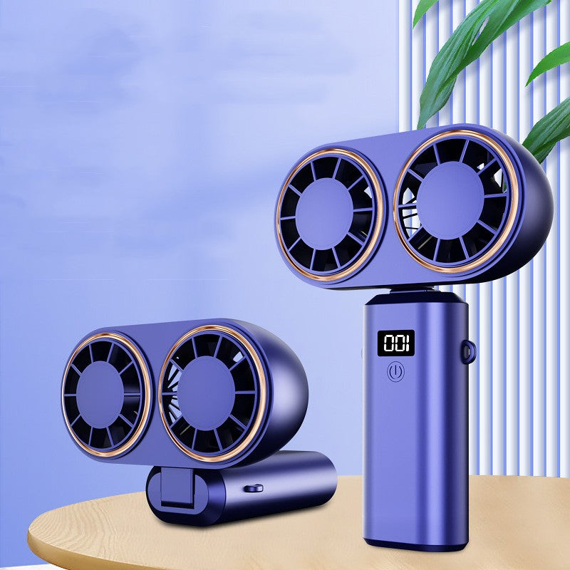 Foldable USB Rechargeable Neck and Handheld Fan with Display (photo 4)