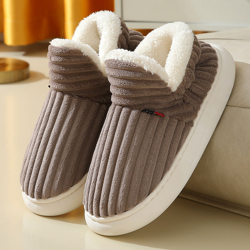 Striped Plush Winter House Slippers, Unisex (photo 18)