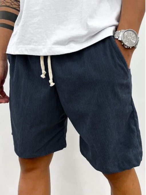 Men's Corduroy Drawstring Shorts with Pockets (photo 8)