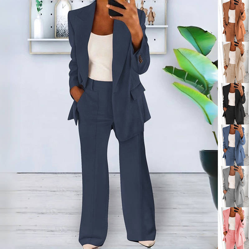 Women's Two-Piece Suit: One-Button Blazer and Slim Trousers