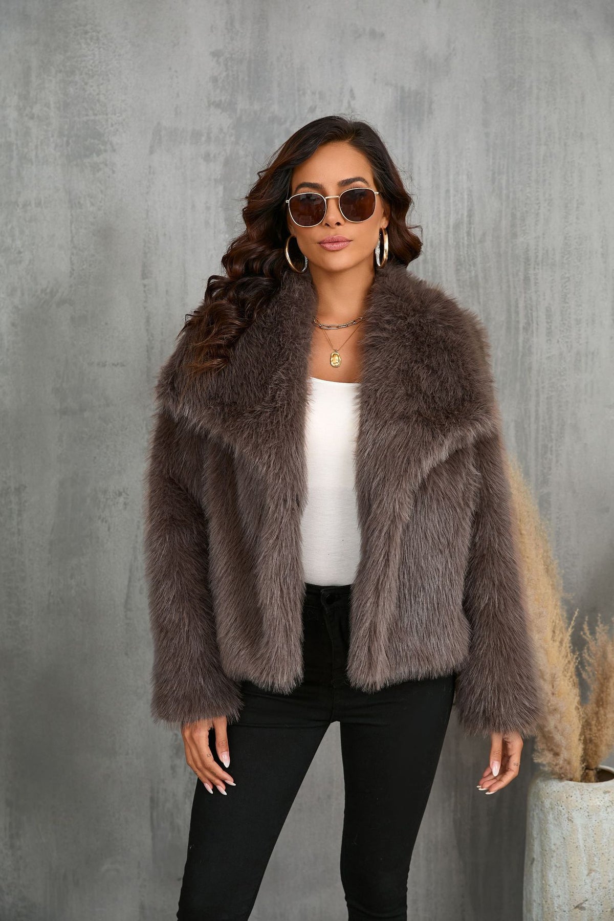 Women's Fluffy Plush Lapel Coat (photo 21)