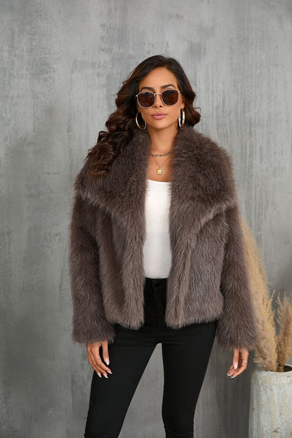 Women's Fluffy Plush Lapel Coat (photo 21)