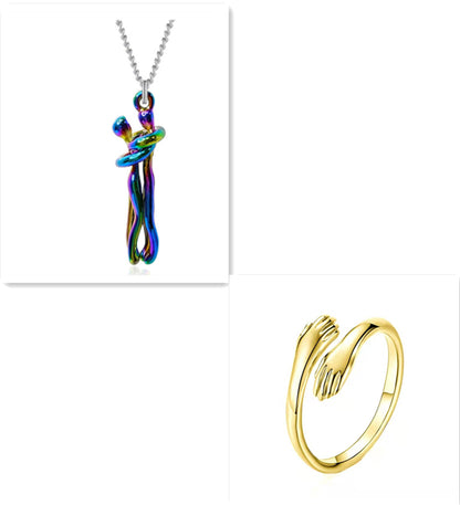 Hugging Figures Pendant Necklace (photo 15)